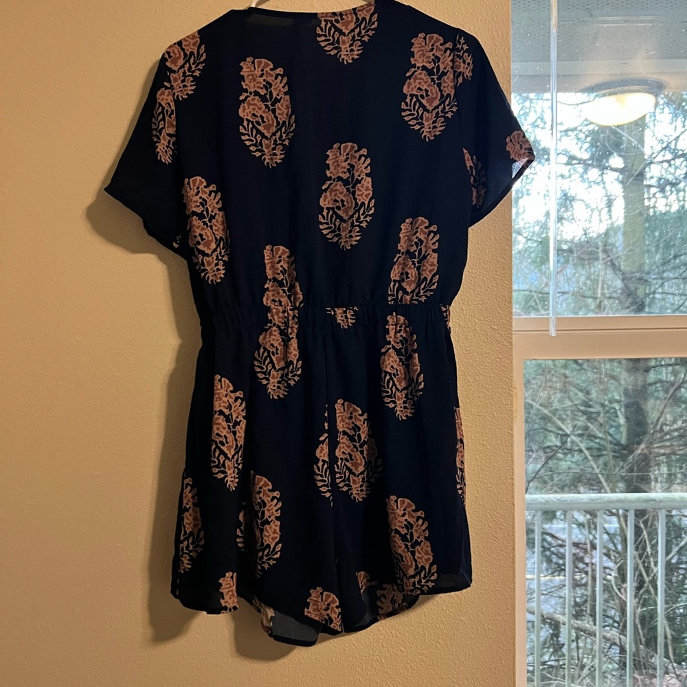 Black Floral Print Romper